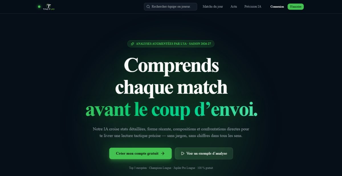 La page d’accueil du site Tactuo